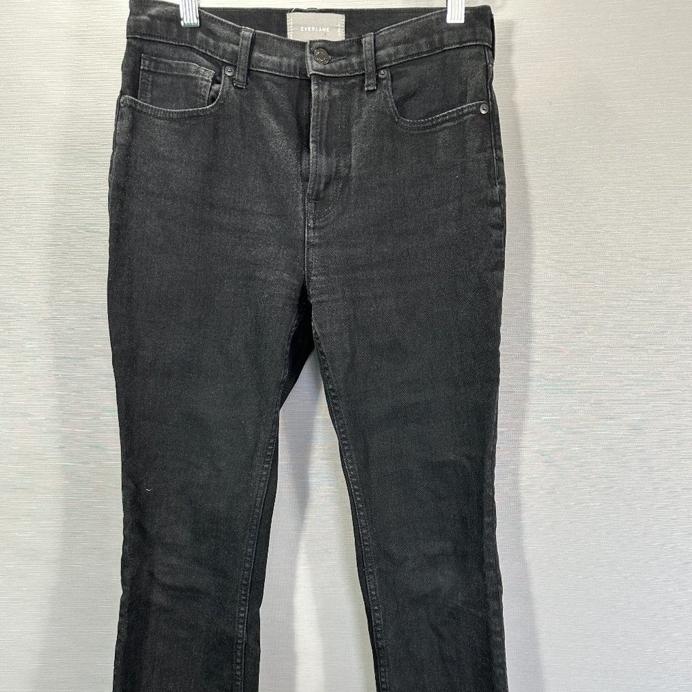 Everlane Jeans Womens 28 Black Cotton Stretch Frayed Raw Hems Pockets Straight
